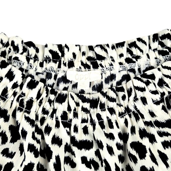 Womens L Oddy Off The Shoulder Leopard Print Elastic Waist Tiered Ruffle Dress - Picture 6 of 12